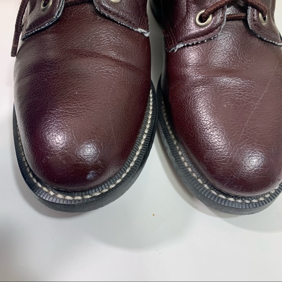 Justin Combat Work Boots Burgundy Man Made Leather - Picture 8 of 13